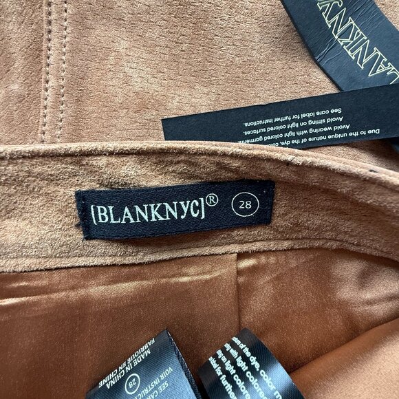 BlankNYC Genuine Suede Tan Midi Skirt Sz 28 NWT Pockets Front Slit Equestrian - Picture 3 of 6